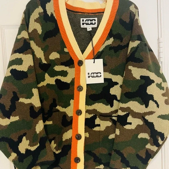 KBB by KAHLANA Women's 'The Slouchy Cardigan' - Olive Camo Size Small - Picture 4 of 11